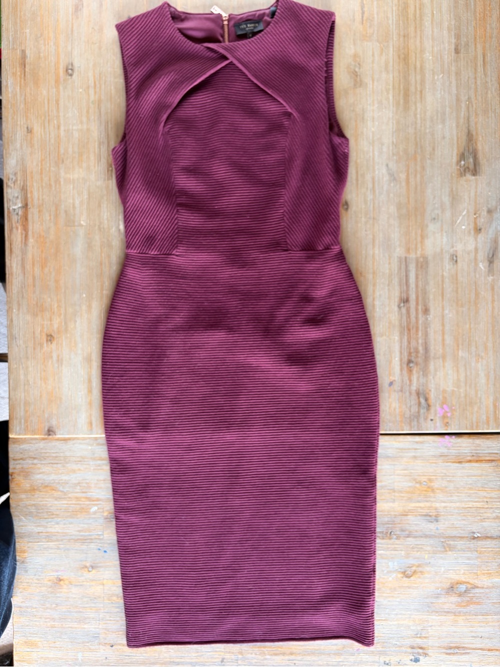 Ted Baker Sleeveless Burgundy Bodycon Dress